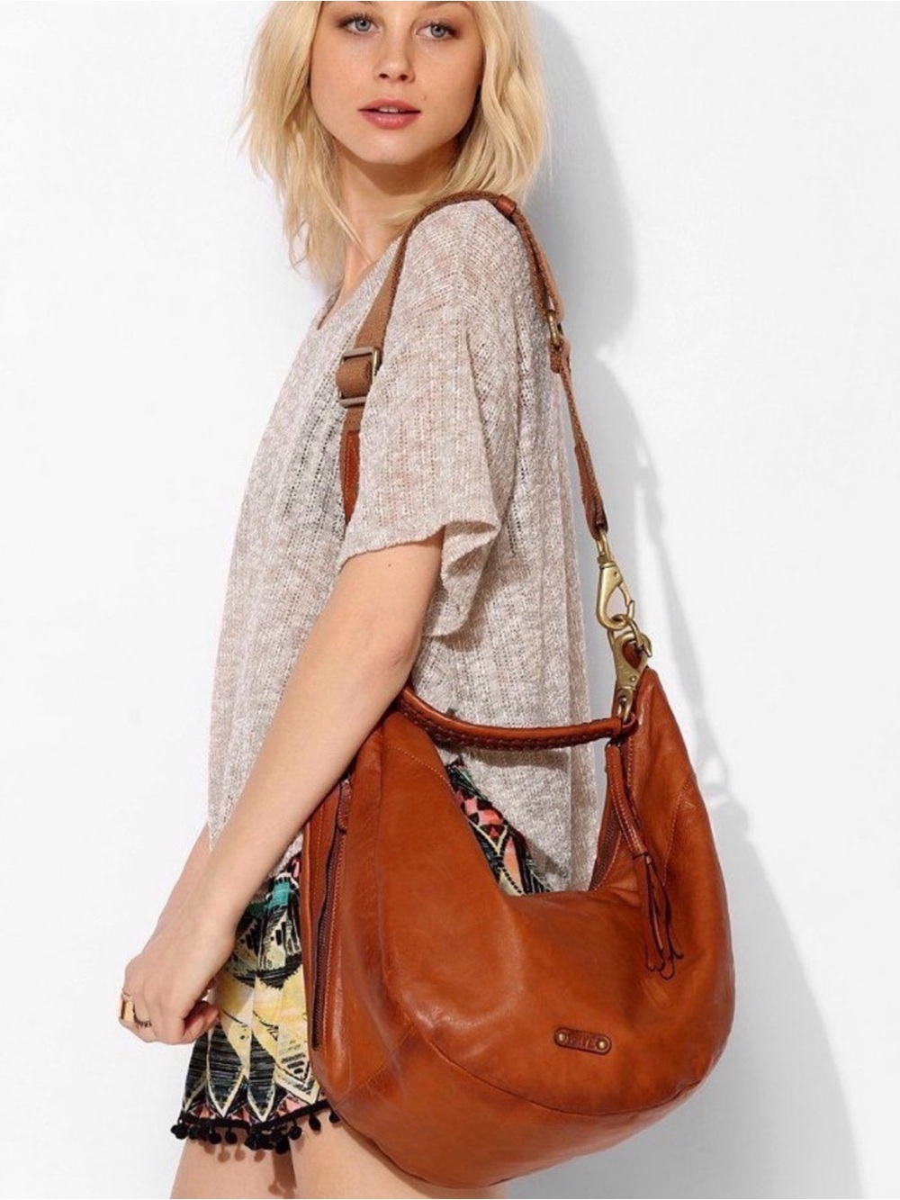 FRYE Jenny Leather Hobo Bag Convertible Crossbody Cognac-EUC - Picture 12 of 12